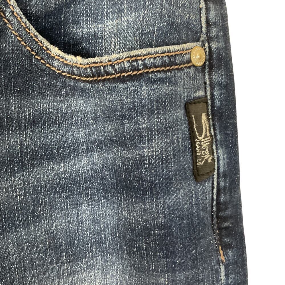 Silver Jeans Co. Elyse Curvy Mid Rise Slim Cuffed Crop Jeans Dark Wash Size 27 - Picture 7 of 11